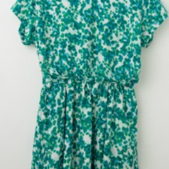 Gap Printed Zoe Sleeve Fit & Flare Dress in Green Multi-Dots Size M - Picture 2 of 6